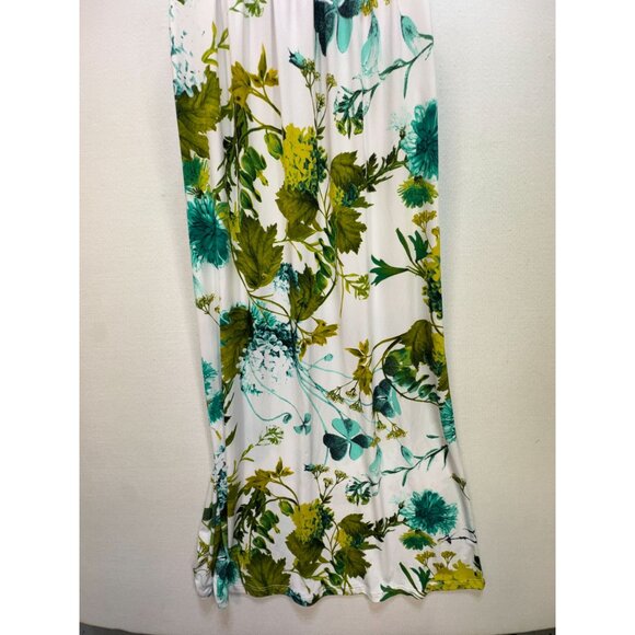 Gilli Teal & Floral Maxi Dress - Sleeveless V-Neck - Chic Beach Stunning - USA - Picture 12 of 14